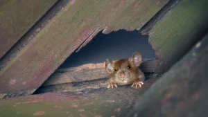 A picture of a rat in an attic