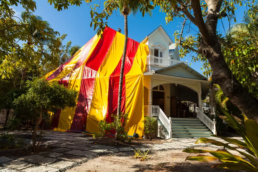 A South Florida home being prepared for a termite treatment