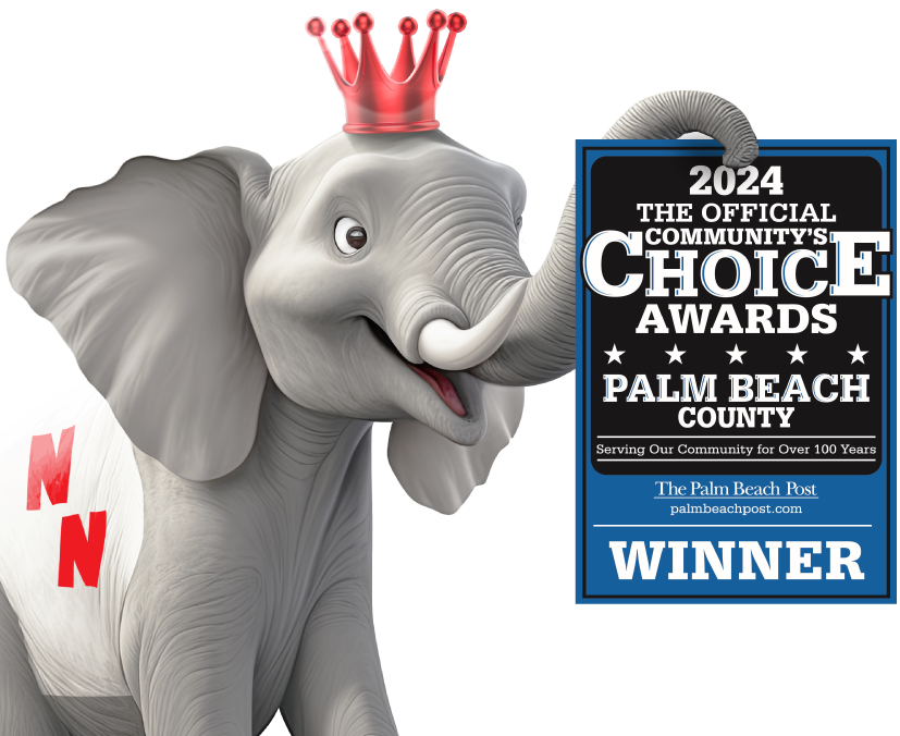 Peanut the Elephant holding the 2024 Community Choice Award