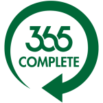 Green circular arrow with text "365 COMPLETE" inside, indicating year-round completeness or coverage.