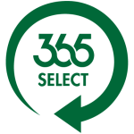 Logo featuring the text "365 SELECT" in green with a circular arrow wrapping around it, starting and ending at the bottom left.